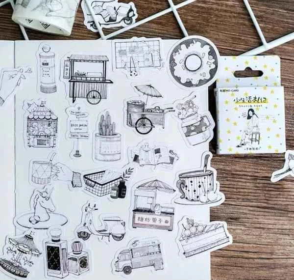 Stickerdoosje | Zomer | Zwart-wit