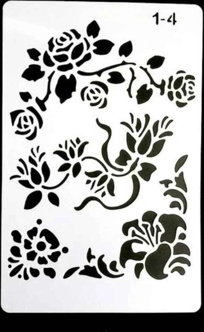 Sjablonen set – bloemen, letters & randen – bullet journal & kaarten – 12 stuks