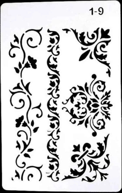 Sjablonen set – bloemen, letters & randen – bullet journal & kaarten – 12 stuks