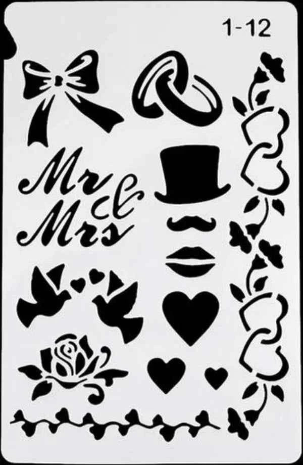 Sjablonen set – bloemen, letters & randen – bullet journal & kaarten – 12 stuks
