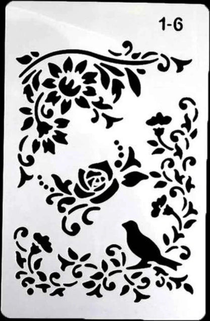 Sjablonen set – bloemen, letters & randen – bullet journal & kaarten – 12 stuks