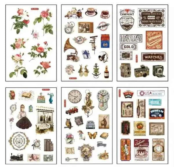 6 vellen washistickers | Vintage Stickers