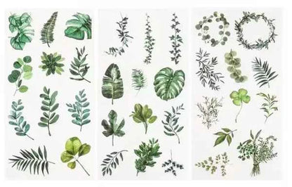 3 vellen washistickers | Groene takjes en bladeren