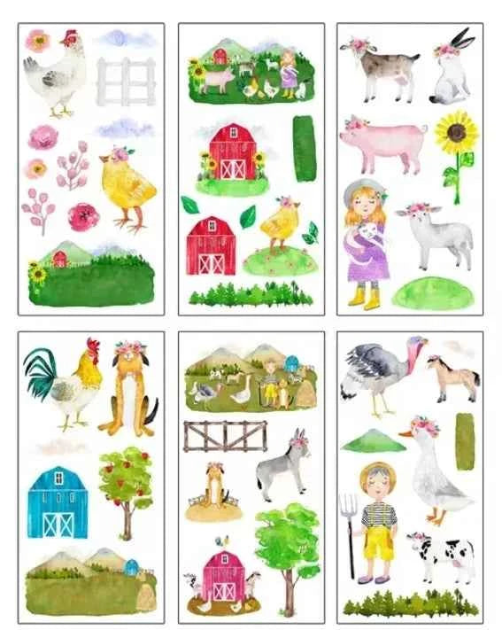 6 vellen washistickers | Boerderijstickers | Voor Kinderen