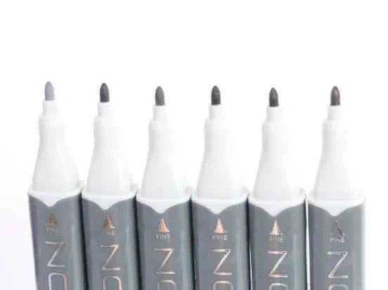 Twin Markers | Zwart- Grijstinten | 6 stuks