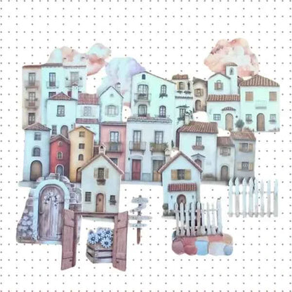 Kartonnen stickers | Rustieke huizen