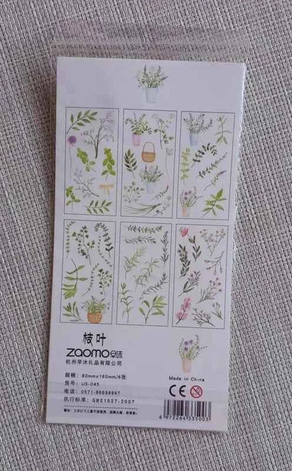 6 vellen washistickers | Ragfijne Takjes en Bloemetjes
