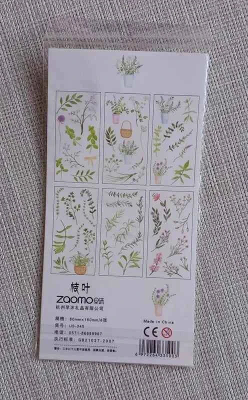 6 vellen washistickers | Ragfijne Takjes en Bloemetjes
