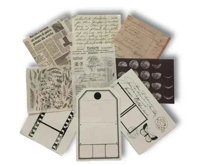 30-delig papier- en stickerset | Zwart-wit