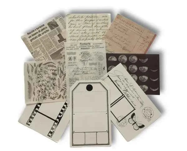 30-delig papier- en stickerset | Zwart-wit