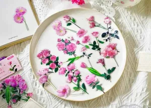 PET-stickers | Roze bloemen