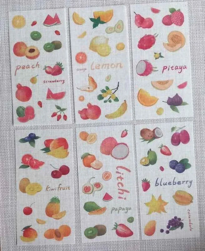 6 vellen washistickers | Fruitstickers