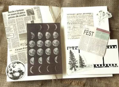 30-delig papier- en stickerset | Zwart-wit