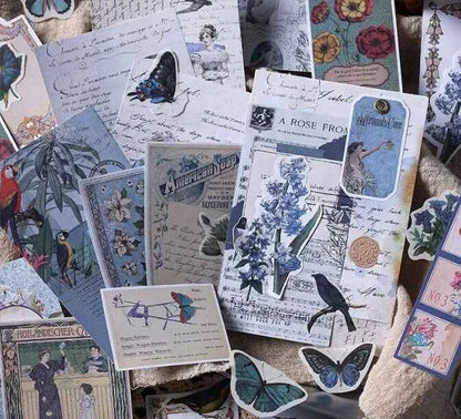 200-delig papier- en stickerset | Blauwe kleuren