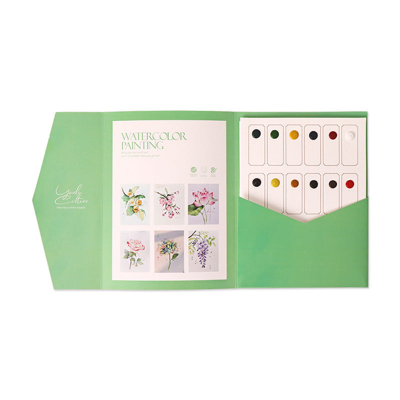 Aquarel schilderen set bloemen – 6 tekeningen op aquarelpapier met verf en waterstift