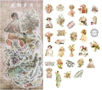 Grote Washistickers | Vrouwen en Rozen | Vintage