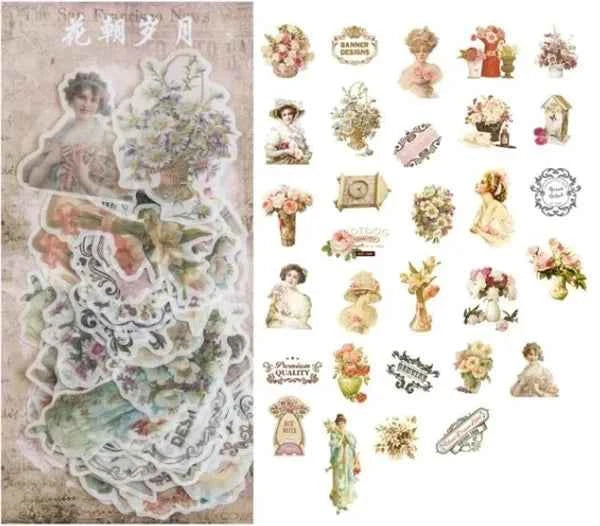 Grote Washistickers | Vrouwen en Rozen | Vintage