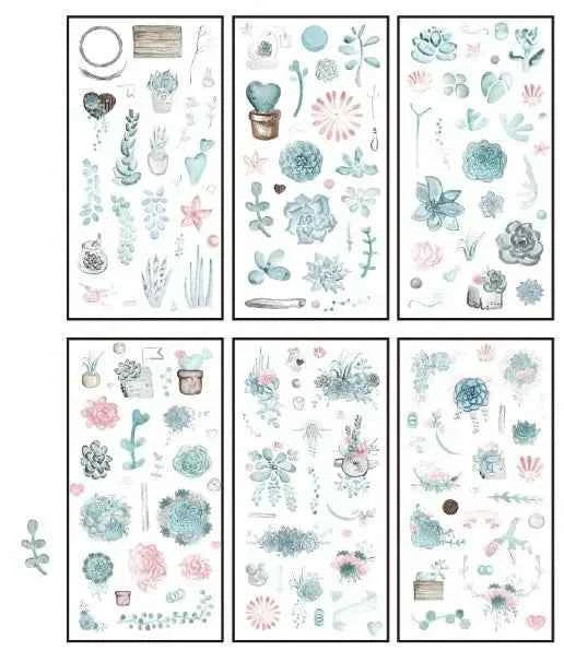 6 vellen washistickers | Blaadjes en Bloemen | Mintgroen