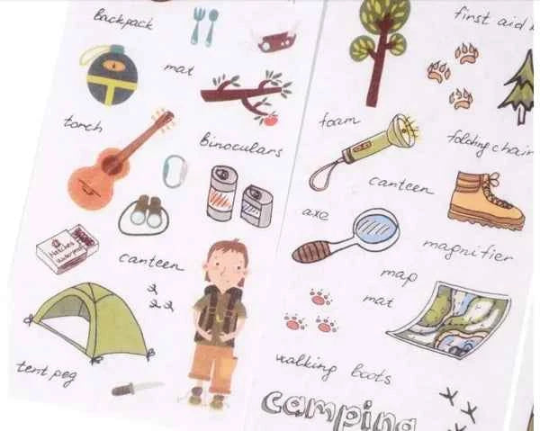 6 vellen washistickers | Vakantie en Kamperen
