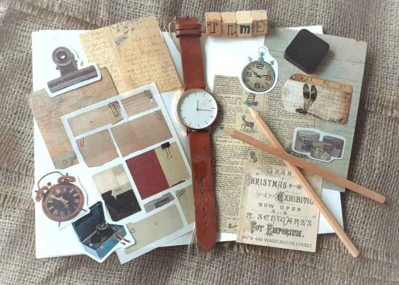 30-delig papier- en stickerset | Vintage thema