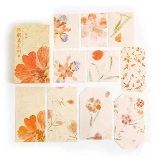 Doosje papier | Bloemen in oranjetinten