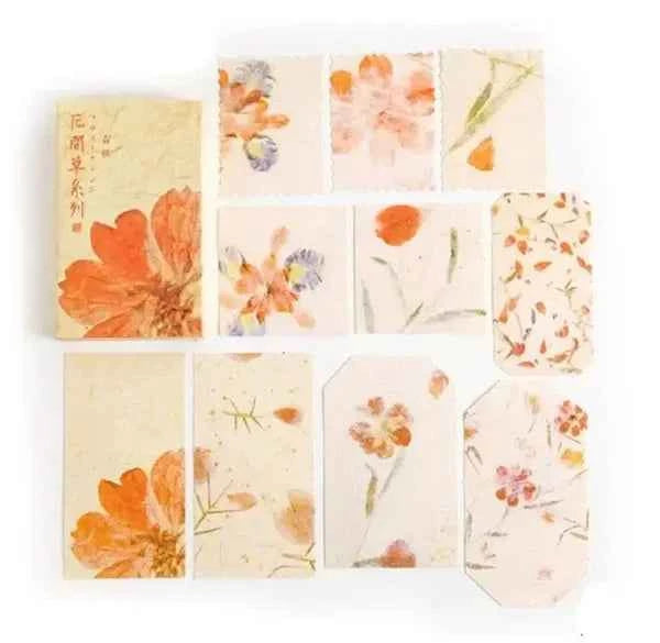 Doosje papier | Bloemen in rode tinten