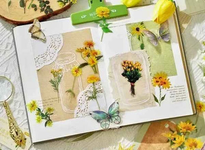 PET-stickers | Gele bloemen