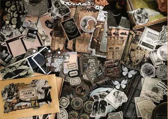 100-delig papier- en stickerset | Zwart-wit (kopie)