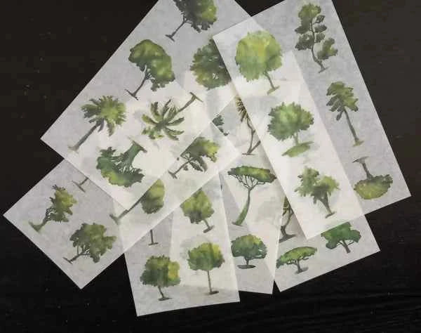 6 vellen washistickers | Bomen