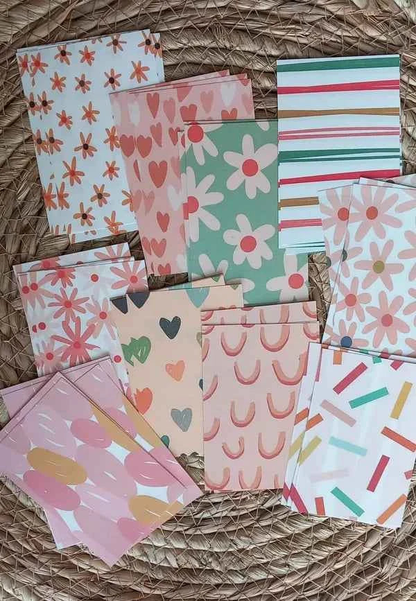 Designpapier Set – 83x55 mm- Retro kleuren