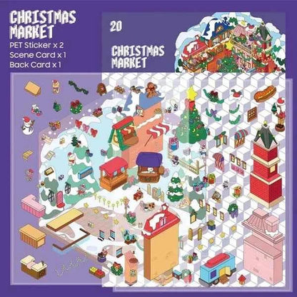 3D- Scene stickers | Kerstmarkt