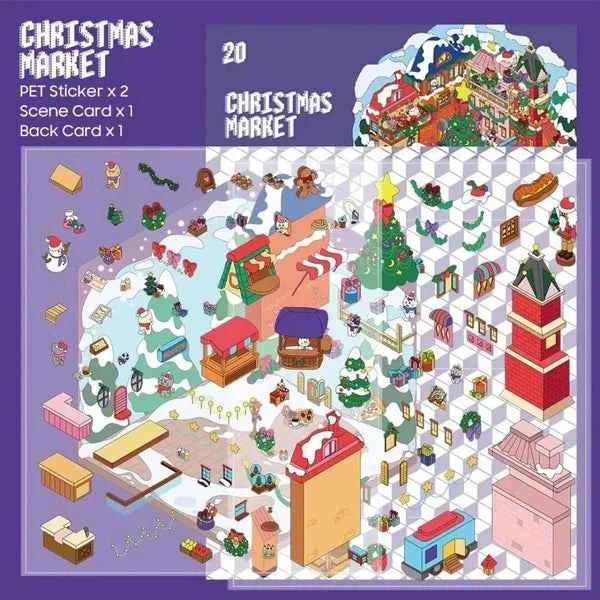 3D- Scene stickers | Kerstmarkt