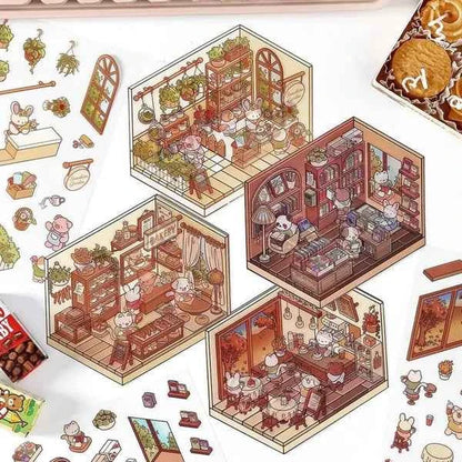3D- Scene stickers | Cat café