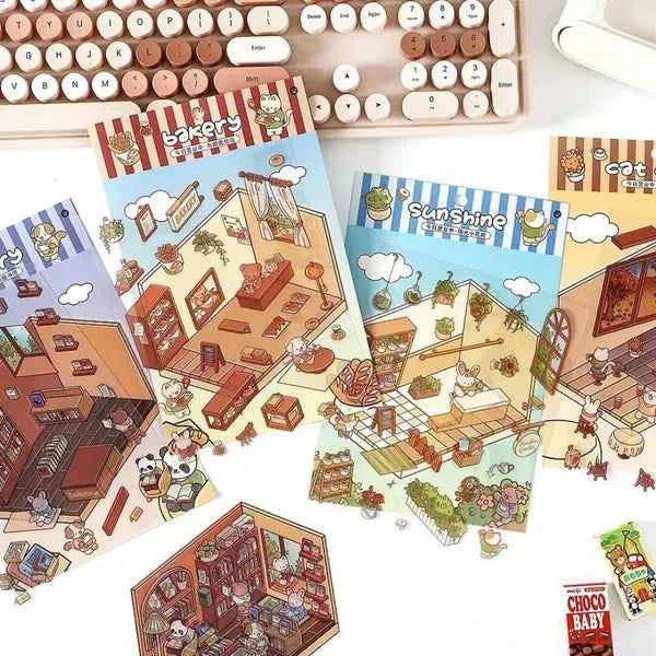 3D- Scene stickers | Cat café