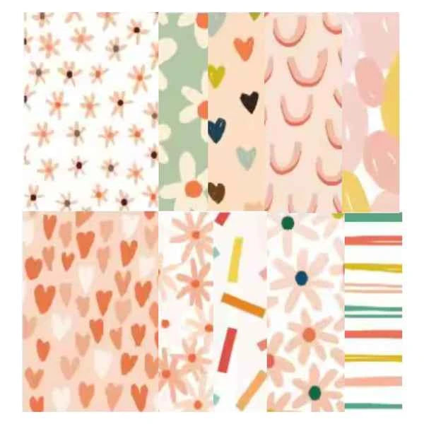 Designpapier Set – 83x55 mm- Retro kleuren