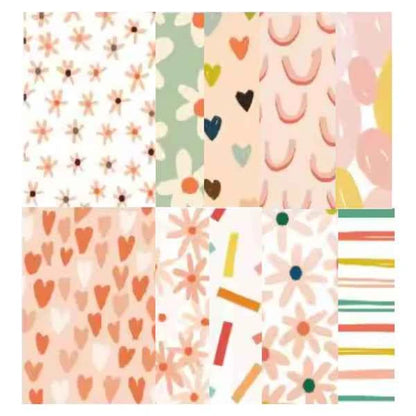 Designpapier Set – 83x55 mm- Retro kleuren
