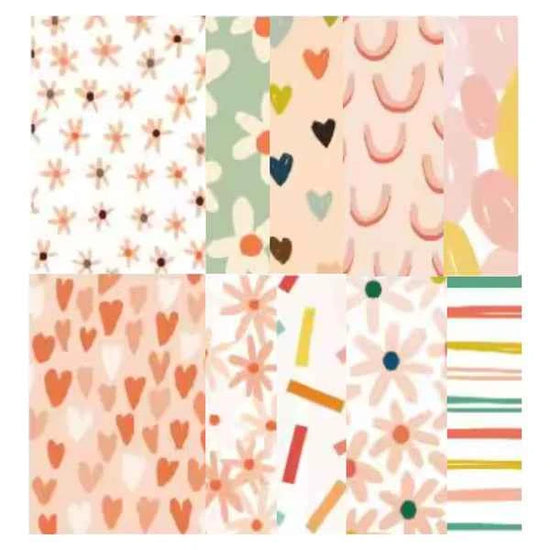 Designpapier Set – 83x55 mm- Retro kleuren