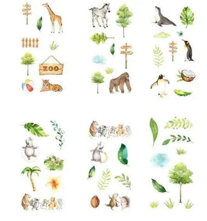6 vellen washistickers | Dierentuin