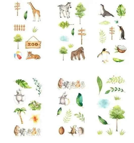6 vellen washistickers | Dierentuin