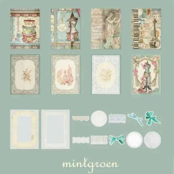 30-delig papier- en stickerset- Mintgroen