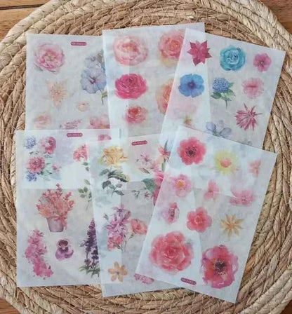 6 vellen washistickers | Rozen en andere Bloemen
