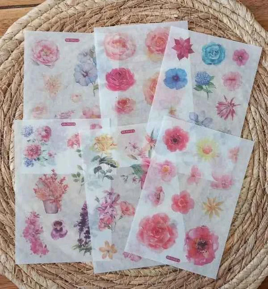 6 vellen washistickers | Rozen en andere Bloemen