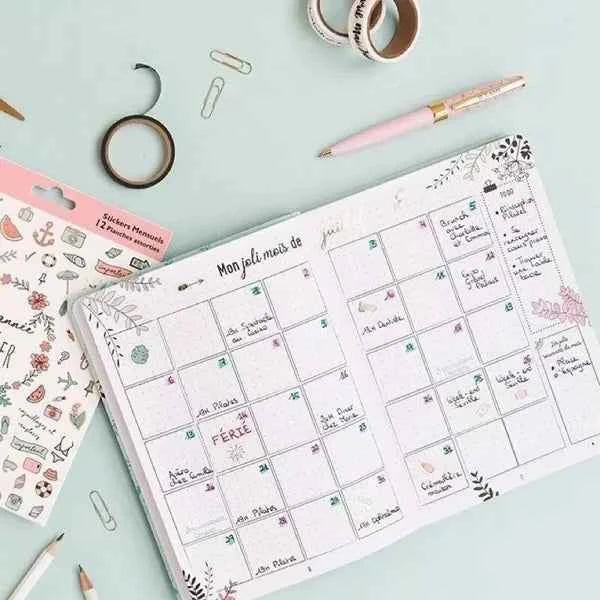 Bullet journal | Mintgroen met bladeren | 100 grams papier