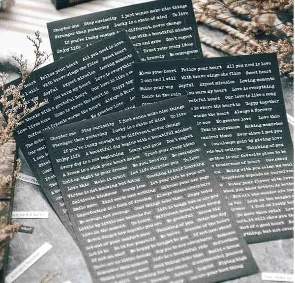Tekststickers | Donkergrijs met wit | 528 stuks