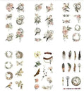 6 vellen washistickers | Vintage Bloemstukken en Veren