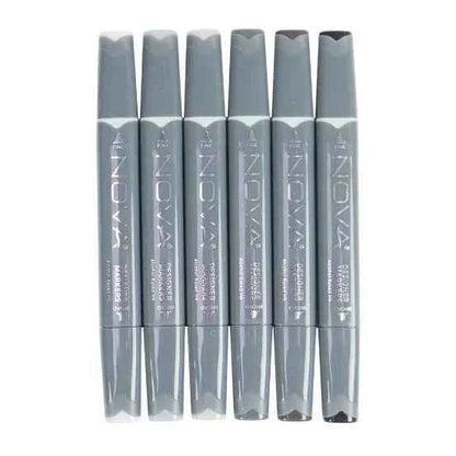 Twin Markers | Zwart- Grijstinten | 6 stuks