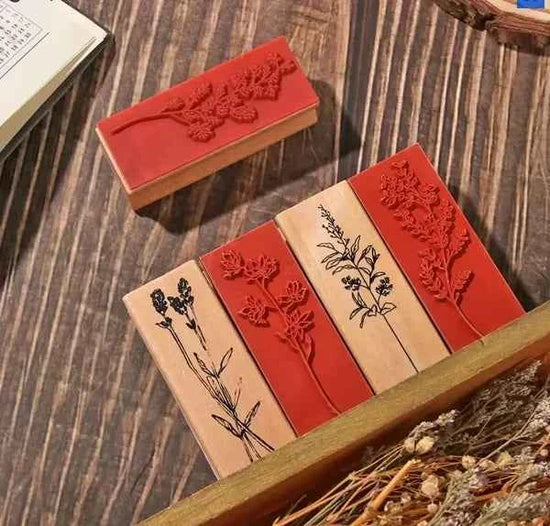 Houten stempel | Bladstengel 1 | 6,5 x 2,5 cm