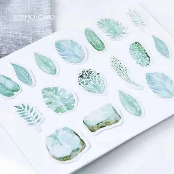 Stickerdoosje | Mintkleurige bladerenstickers