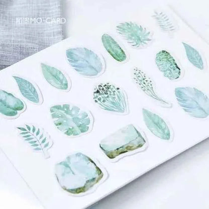 Stickerdoosje | Mintkleurige bladerenstickers