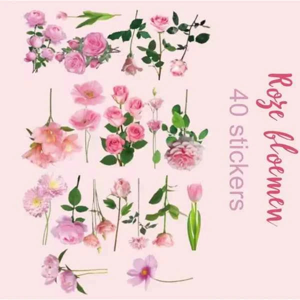 PET-stickers | Roze bloemen